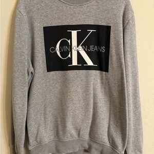 Calvin Klein Jeans Black and Gray Crewneck Sweater